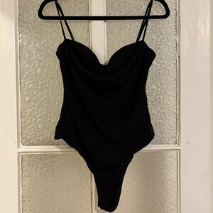 Black Draped Bodysuit
